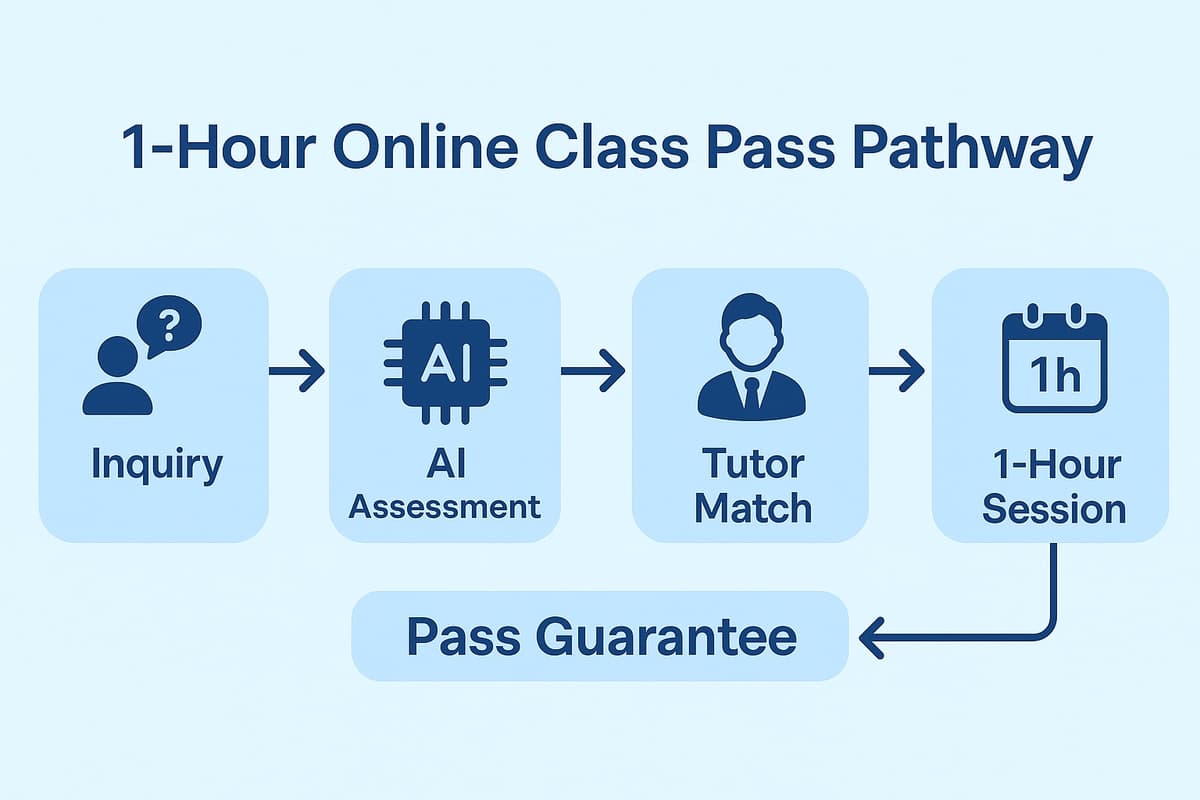 Fast Online Class Pass - 1 hour tutoring online course sessions